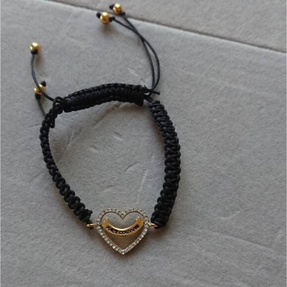 Juicy Couture black Knit Pave crystals heart Bracelet - Picture 1 of 8